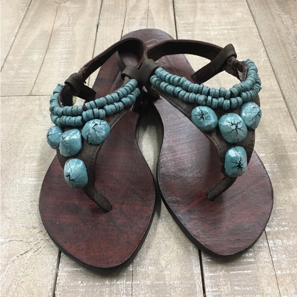 Mystique Boutique Slingback Thong Leather Sandals - Picture 1 of 6